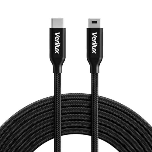 Verilux® 9.8FT USB C to Mini USB Cable, Durable Nylon Braided Mini USB Cable with 480MBPS Fast Data Sync and Power Transfer, Type C to B 2.0 5 Pin Cord for Thunderbolt 3 iMac, MacBook Air, iPad - Image 1