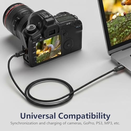 Verilux® 9.8FT USB C to Mini USB Cable, Durable Nylon Braided Mini USB Cable with 480MBPS Fast Data Sync and Power Transfer, Type C to B 2.0 5 Pin Cord for Thunderbolt 3 iMac, MacBook Air, iPad - Image 3