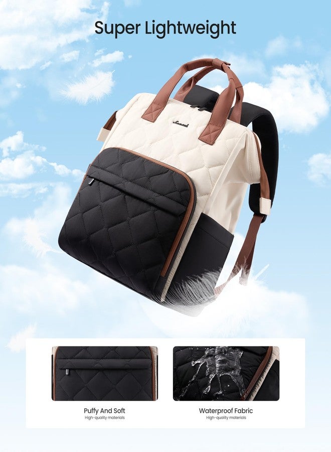 LOVEVOOK Laptop Backpack for Women, Black-white-brown, 15.6, Smart Multi-pocket Design - Image 2