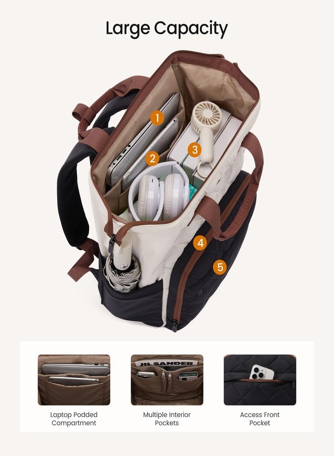 LOVEVOOK Laptop Backpack for Women, Black-white-brown, 15.6, Smart Multi-pocket Design - Image 4