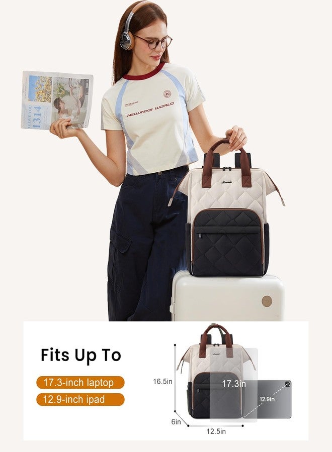 LOVEVOOK Laptop Backpack for Women, Black-white-brown, 15.6, Smart Multi-pocket Design - Image 5