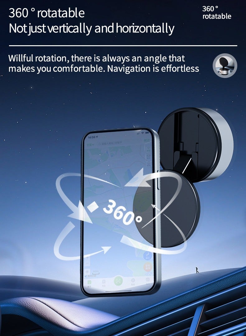 Magnetic Vacuum Phone Holder – 360° Rotating Suction Mount for Car, Mirror & Smooth Surfaces – Model D21 (Black)​  - Image 5