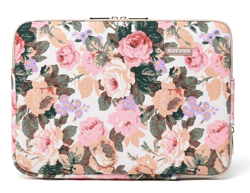 Kayond Canvas Water-Resistant 14 Inch Laptop Sleeve case for 14.1inch Notebook Compute (14-14.1 inch, White Camellia) - Image 3