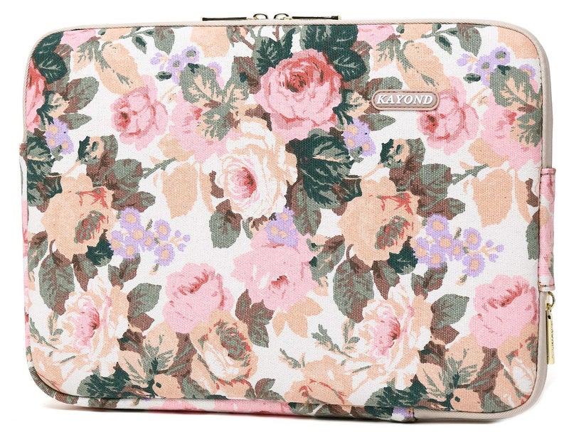 Kayond Canvas Water-Resistant 14 Inch Laptop Sleeve case for 14.1inch Notebook Compute (14-14.1 inch, White Camellia) - Image 2