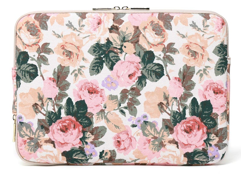 Kayond Canvas Water-Resistant 14 Inch Laptop Sleeve case for 14.1inch Notebook Compute (14-14.1 inch, White Camellia) - Image 4