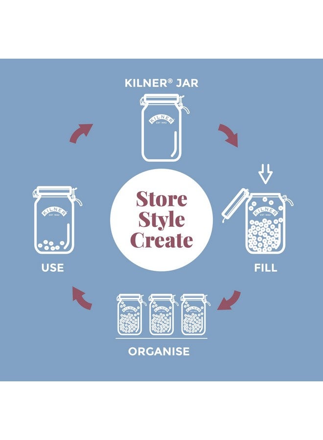 Kilner Kilner Premium Clip Top Airtight Glass Food Storage Container Jar for thinKitchen | Grains | Dry Fruit | Multi Purpose, with Lid, 1.5 Litres  - Image 4