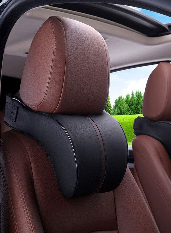 HomDSim Car Seat Neck Support Pillow,PU Soft Leather + Memory Foam,Head Support Pillow Cushion Pad for Driving Headrest Relax,with Adjustable Strap - Image 2