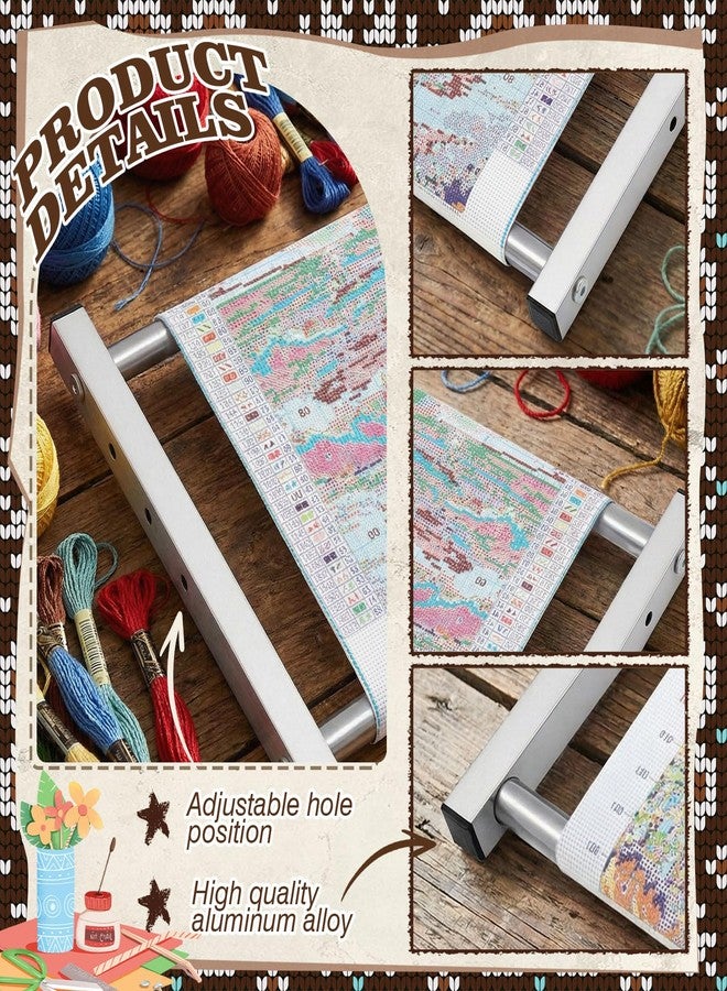 Leinuosen Cross Stitch Scroll Frame Stand Sturdy Aluminum 11/9/7.3/5.5 Inch Wide Adjustable Needlepoint Cross Stitch Holder for Embroidery Sewing Quilting Projects, 18 x 12.6 Inch - Image 3