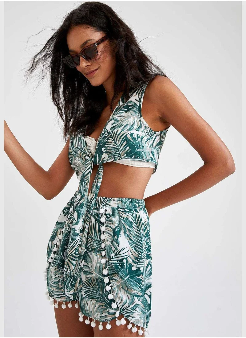 DeFacto Front Tie Detail Printed Crop Top