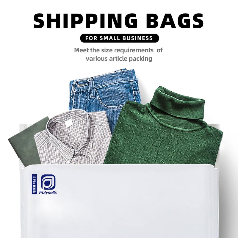POLYSELLS 50 pcs 12x15.5 Inches White Poly Mailers Shipping Envelopes, Strong Adhesive Sealing, Waterproof, and Tear-resistant Postal Mailing Bags for Clothing, Books, and Accessories - Image 5