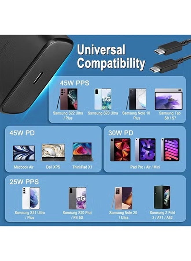 Taimi Pack of 4 45W Super Fast Wall Chargers with USB-C Cable Compatible with All Devices with USB-C Ports - Black - Image 4