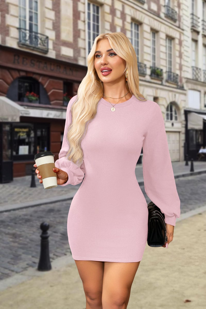 OFEEFAN Sweater Dress for Women Thermal Maternity Dress 2025 Womens Early Fall Fashion Pink L - Image 3