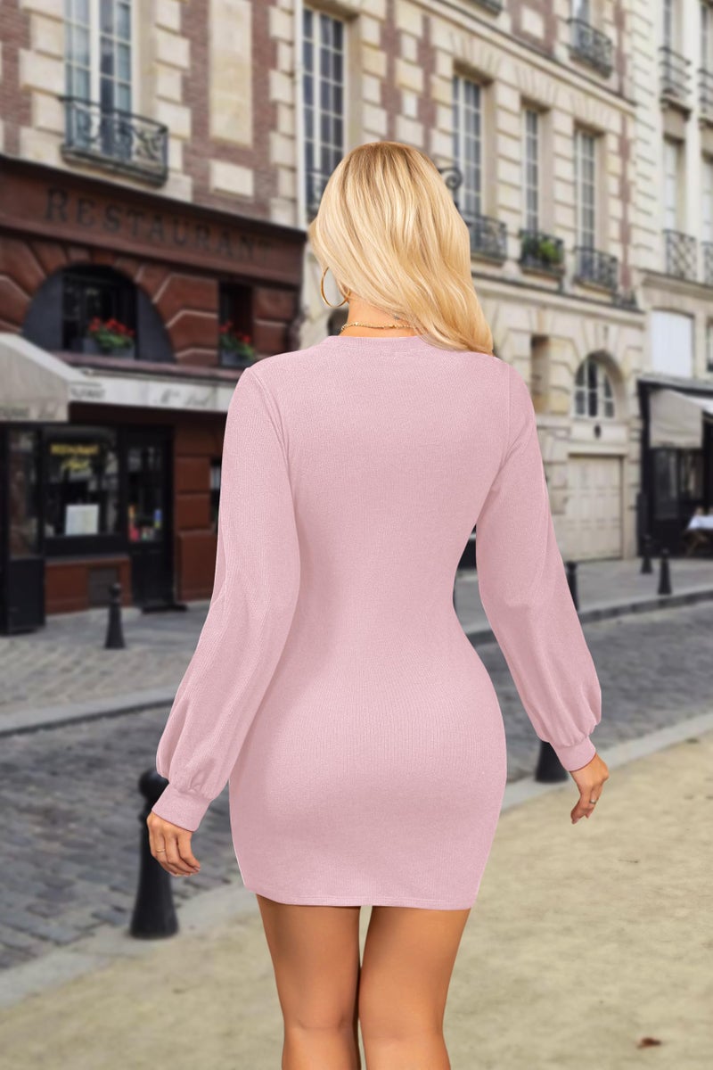 OFEEFAN Sweater Dress for Women Thermal Maternity Dress 2025 Womens Early Fall Fashion Pink L - Image 4