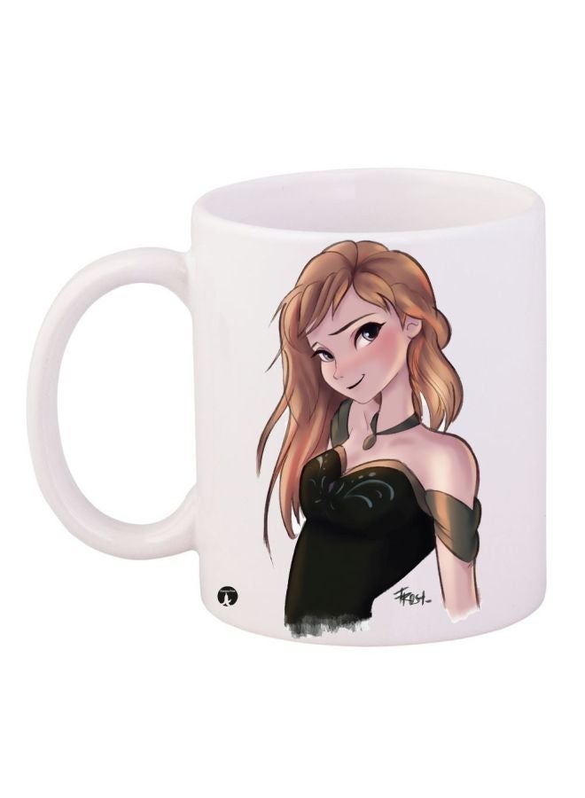 RYN Girl Printed Coffee Mug White/Black/Brown 11ounce