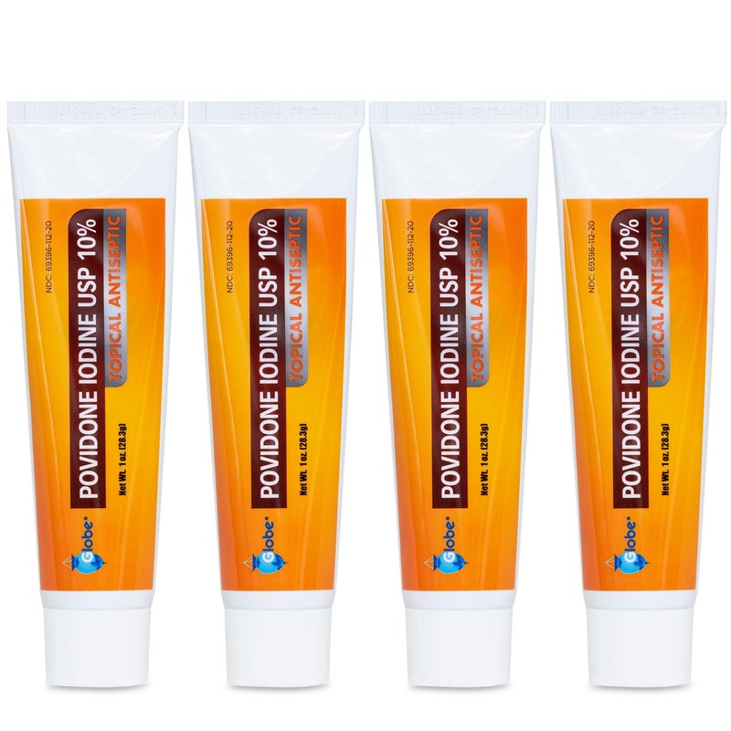 Globe (4 Pack) Povidone Iodine 10% First Aid Ointment 1 Oz, for Cuts Scrapes Burns (Compare to Betadine) - Image 1