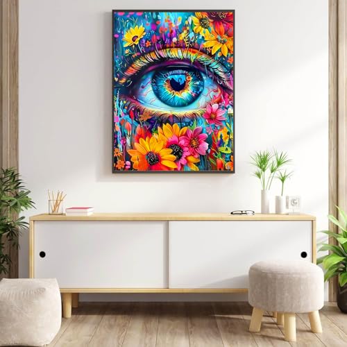 Meothan 5D Diamond Art Kits for Adults Eye Diamond Painting Kits for Adults Beginners, DIY Paint with Diamond Gem Art Dots Painting Kits for Home Walls Decor Gifts 12x16inch (Flowers Eye) - Image 4