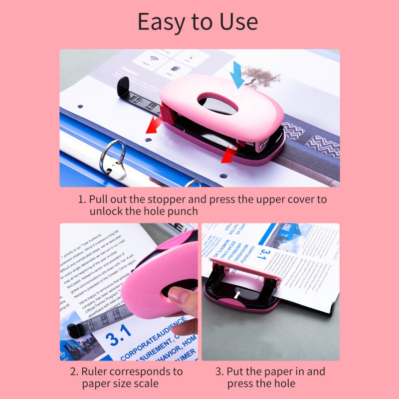 Kw-trio 2 Hole Punch for A4 Paper: Metal Heavy Duty Adjustable Punch with 6mm Hole, 12mm Feed Depth, 80mm Hole Spacing, DIY Loose Leaf Puncher for 2/4 Hole Notebooks - Storage Structure Design - Image 5