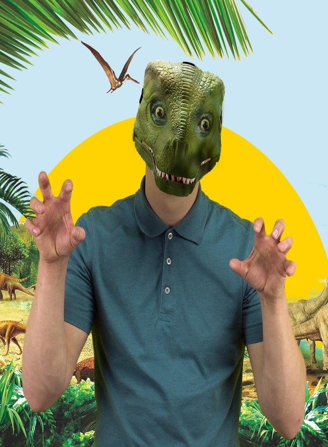 Seenelling مجموعة سينيلينج المكونة من قطعتين من قناع ديناصور بلاستيكي أبيض صلب قابل للتحريك مع طلاء، قناع ديناصور، تي ريكس، جوراسي للأطفال - Image 4