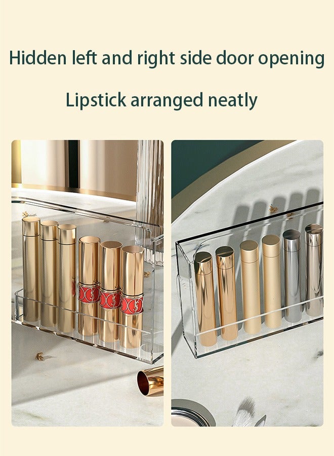 صندوق تخزين مستحضرات التجميل، صندوق تخزين مكون من 3 طبقات شفاف، مصنوع من الأكريليك، يناسب أعلى مستوى في الحمام أو على الطاولة، ملائم لتخزين مستحضرات التجميل وأحمر الشفاه. - Image 5