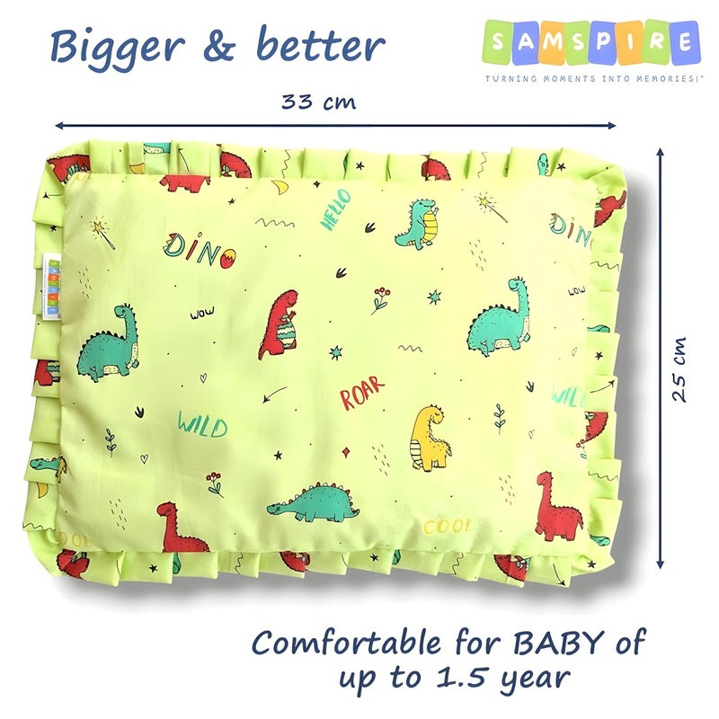 SAMSPIRE 100% Organic Cotton Mustard Seed Rai Pillow Cover, Both Inner and Outer Cover, Only Pillow Cover for Newborn Baby of 0 to 1.5 Years(Pista-Dino-Mustard-COV) - Image 4