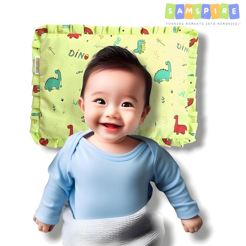 SAMSPIRE 100% Organic Cotton Mustard Seed Rai Pillow Cover, Both Inner and Outer Cover, Only Pillow Cover for Newborn Baby of 0 to 1.5 Years(Pista-Dino-Mustard-COV) - Image 5