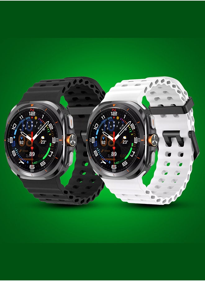 CATANES - (for Samsung Galaxy Watch 7 Ultra) 2 Pack Silicone Band Soft Ocean Silicone Sport Strap Replacement Accessory - Image 1