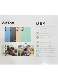 AirTab U24 5G Wi-Fi Android Tablet with 10.1 Inch Display 16GB RAM 1TB ROM 10000mAh Battery with Wireless Arabic Keyboard Gold  - Image 3