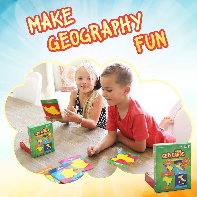 Geotoys GeoCards, World Flash Cards Geography Game, Kid Card Games for Home, School, Countries and Capitals Flash Cards, Kids Game Ages 4 and Up - Image 2