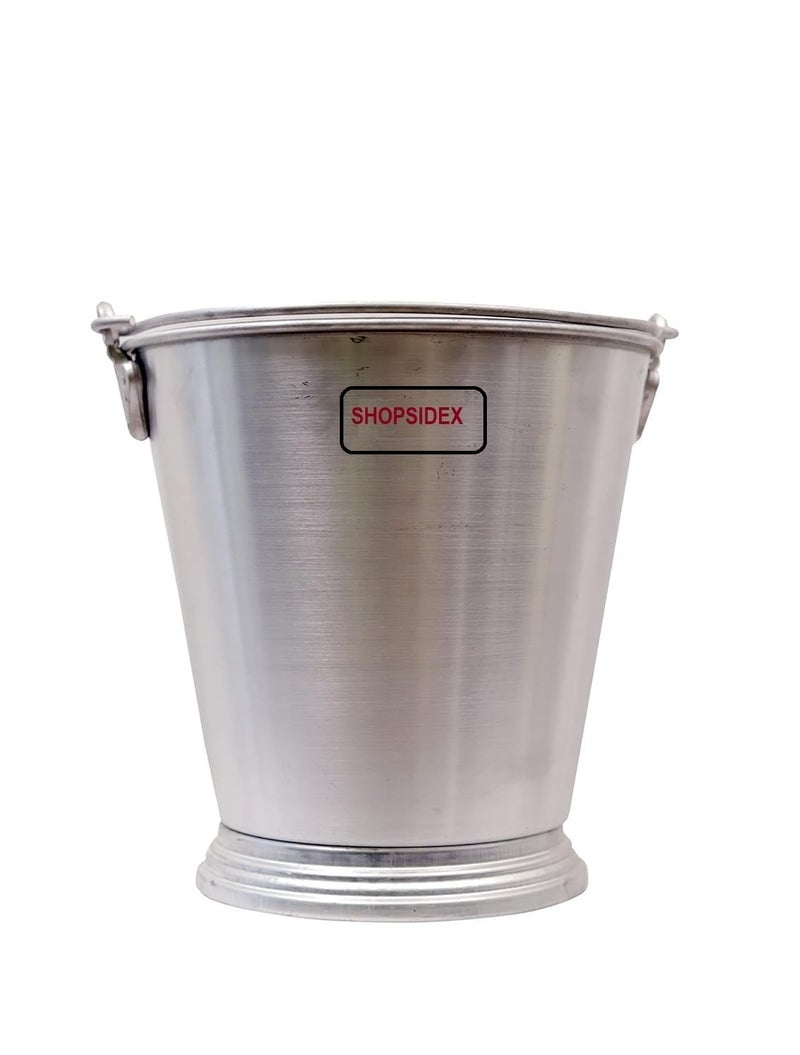 SHOPSIDEX balti Bucket Stainless Steel Non Joint Leak Proof Bucket Silver Balti 3 Litter