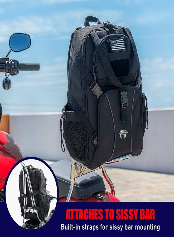 Nomad USA حقيبة ظهر للدراجات النارية من نوماد يو إس إيه، حقيبة ظهر متعددة الاستخدامات للخوذة، حقيبة مسند الظهر مع عاكسات أمان وحوامل مسند الظهر (أسود، 18 لترًا) - Image 2