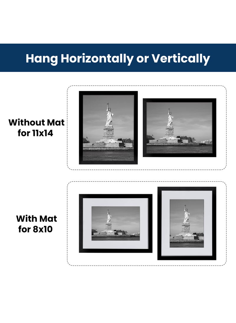 ENJOYBASICS ENJOYBASICS 11x14 Picture Frame Black Poster Frame Display Pictures 8x10 with Mat or 11x14 Without Mat Wall Gallery Photo Frames 2 Pack  - Image 5