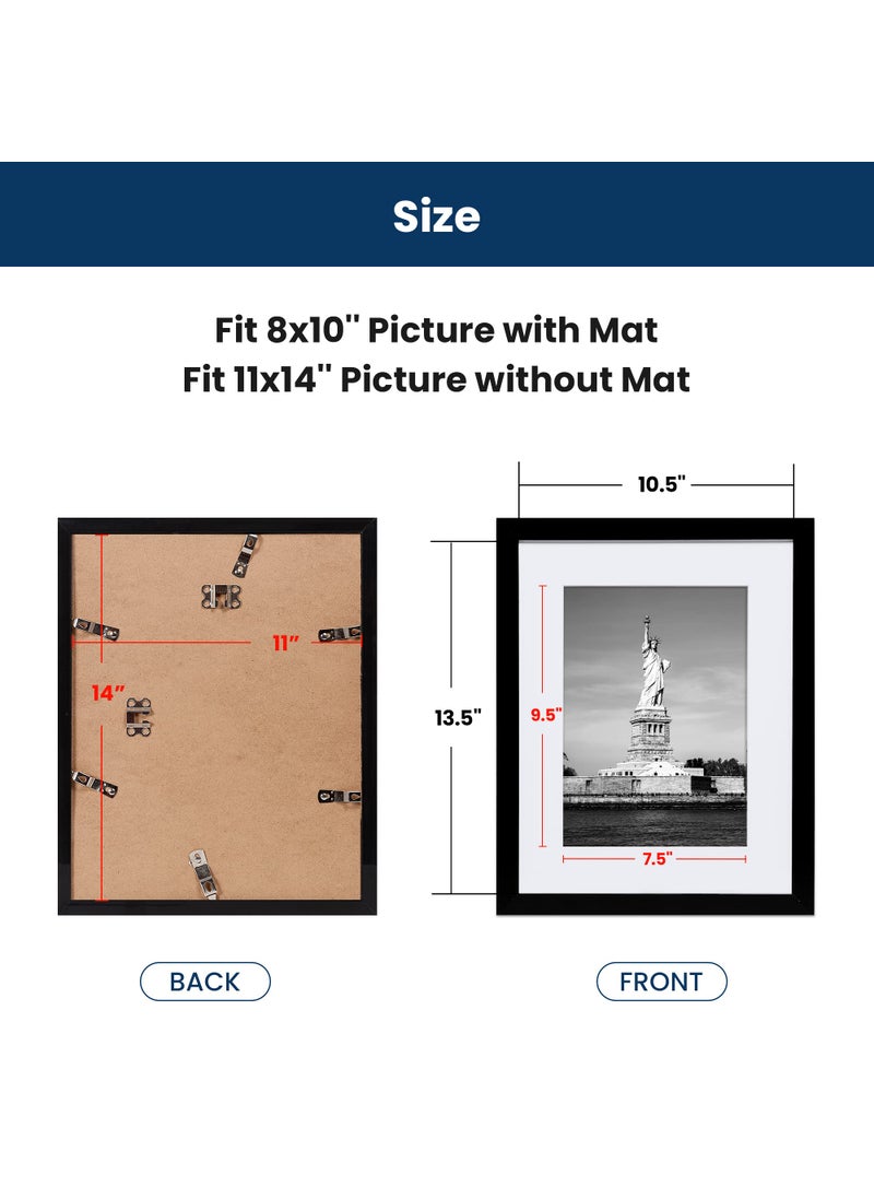 ENJOYBASICS ENJOYBASICS 11x14 Picture Frame Black Poster Frame Display Pictures 8x10 with Mat or 11x14 Without Mat Wall Gallery Photo Frames 2 Pack  - Image 4