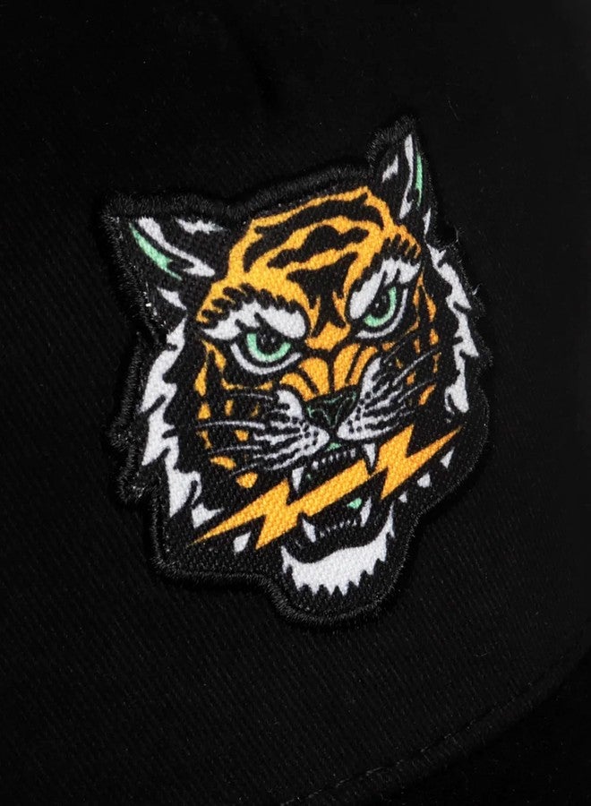 Supervek Tiger OG Thunder Retro Padded Trucker Caps for Men and Women Streetwear Mesh Cap - Breathable Mesh Truckers - Perfect Trucker Cap for Outdoor Travel Fashion Black - Image 3