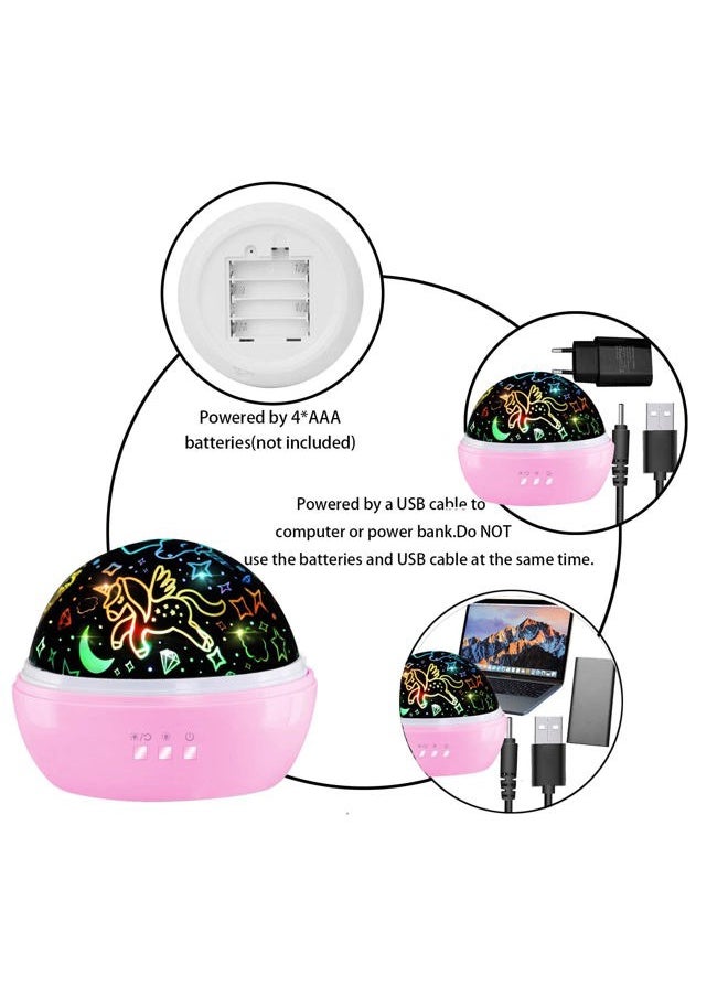 HONGID - Night Light for Kids,Unicorn Light⋆ Projector Gifts Kids Toddlers,Night Baby,Unicorn Lamp Ceiling Lights Girls Bedroom,Night Bedroom(Light Pink) - Image 1