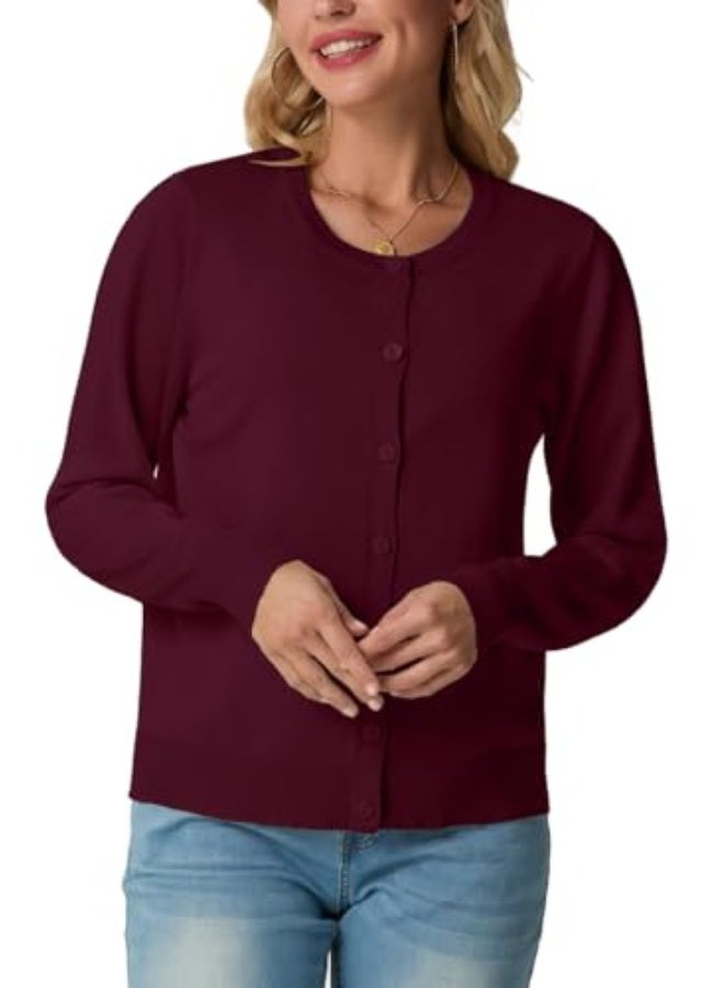 NIBEMINENT Women's Long Sleeve Lightweight Crewneck Casual Cardigan Sweater, S-2XL - Image 5