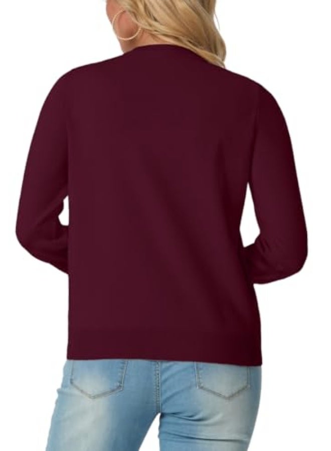 NIBEMINENT Women's Long Sleeve Lightweight Crewneck Casual Cardigan Sweater, S-2XL - Image 4