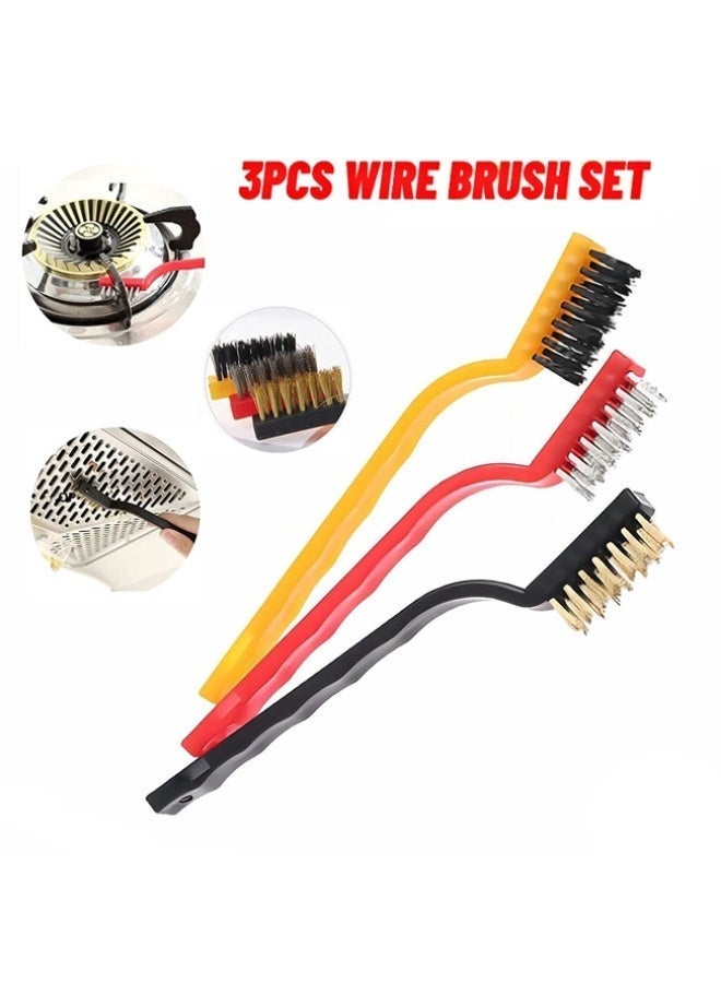 Multi-Purpose Wire Brush Set, 3 Pieces, for Rust & Metal Cleaning, Ideal for Gas Stove Cleaning, Removing Welding Residue, Paint, Rust and More - Image 1