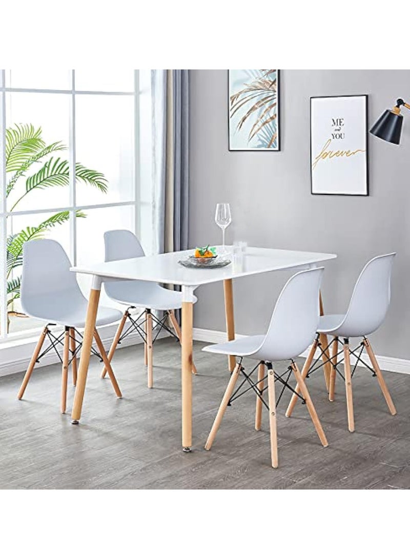 MAPLE HOME DECORATION Maple Home Dining Table Modern Leisure Coffee Table Wooden Legs Stable Scratch Resistant MDF White Table Top Kitchen Living Office Furniture 120*60*75cm  - Image 3