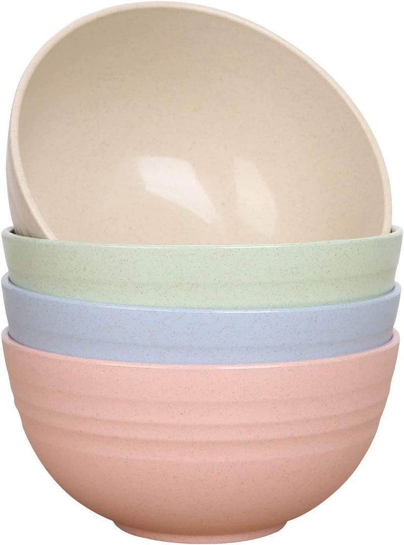 HAPYSA Unbreakable Wheat Straw Bowls Plastic, Cereal Bowls, Dishwasher & Microwave Safe Bowl with Sponge - Lightweigh for Cereal, Soup (Multicolor) (4) - Image 3