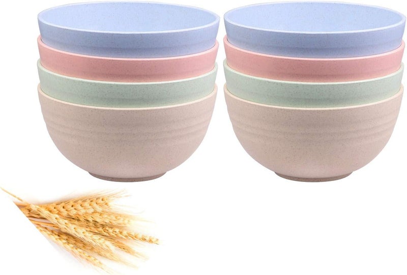 HAPYSA Unbreakable Wheat Straw Bowls Plastic, Cereal Bowls, Dishwasher & Microwave Safe Bowl with Sponge - Lightweigh for Cereal, Soup (Multicolor) (4) - Image 2