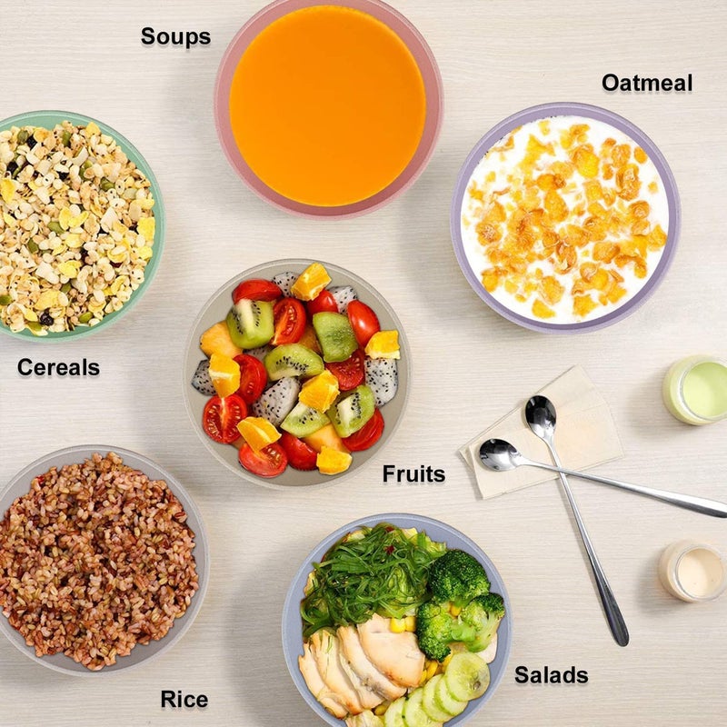 HAPYSA Unbreakable Wheat Straw Bowls Plastic, Cereal Bowls, Dishwasher & Microwave Safe Bowl with Sponge - Lightweigh for Cereal, Soup (Multicolor) (4) - Image 5