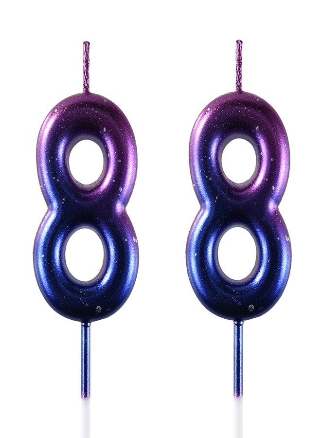 شمعة عيد ميلاد AOOLADA رقم 88، شموع كعكة عيد الميلاد رقم 88، شموع عيد ميلاد رقم 88 لتزيين الكيك، أزرق - Image 1