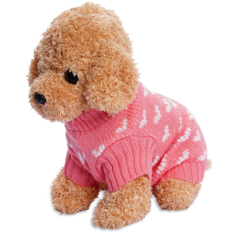 Dxhycc Dog Knitted Sweater Dog Heart Sweater Puppy Sweater Warm Soft Pet Holiday Clothes for Medium Cats and Dogs (Pink, M) - Image 5