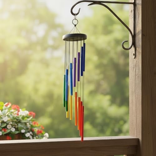 HindCraft Rainbow Wind Chimes for Balcony – 27-Inch Colorful Windchime for Home Decor, Wall Hanging Decoration & Positive Energy for Living Room(Pack of 1) - Image 1