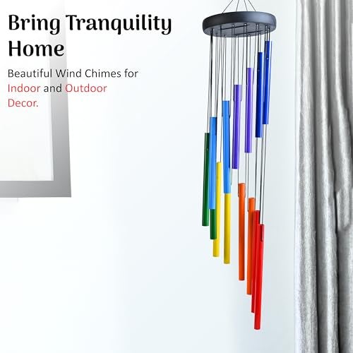 HindCraft Rainbow Wind Chimes for Balcony – 27-Inch Colorful Windchime for Home Decor, Wall Hanging Decoration & Positive Energy for Living Room(Pack of 1) - Image 4