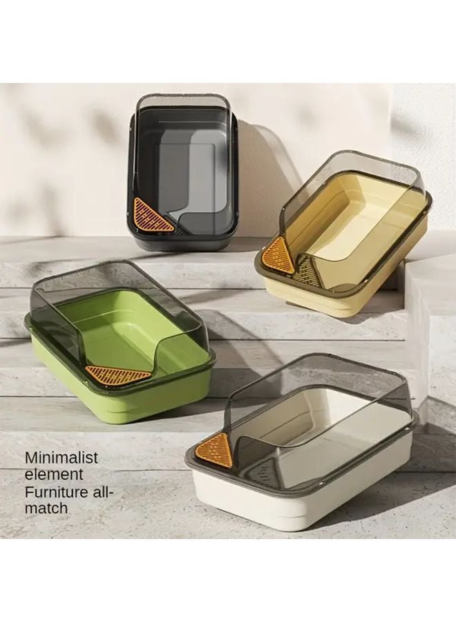 Extra Large Gray Cat Litter Box With Cleaning Spoon High Sided Splash Proof Design - Image 2