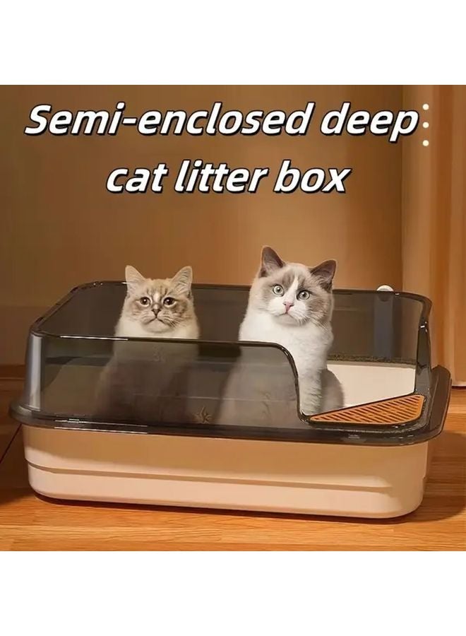 Extra Large Gray Cat Litter Box With Cleaning Spoon High Sided Splash Proof Design - Image 3