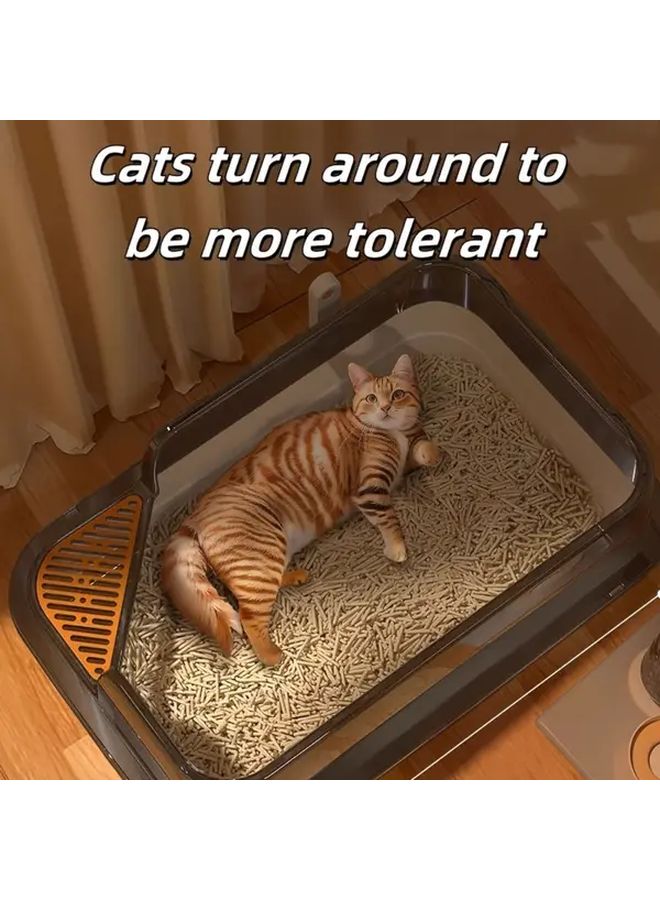 Extra Large Gray Cat Litter Box With Cleaning Spoon High Sided Splash Proof Design - Image 4