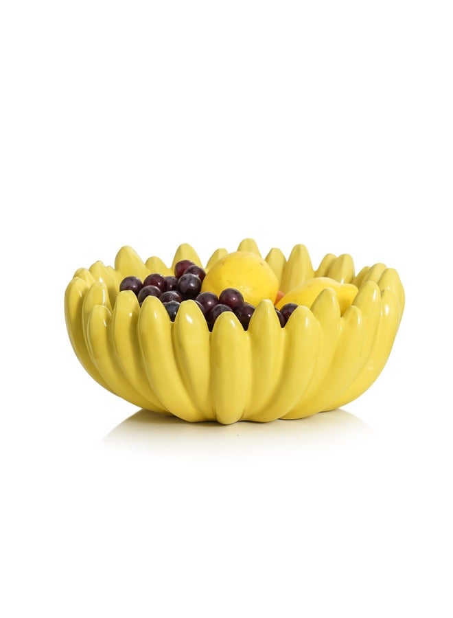 HOMESTAR Large Fruit Bowl for Kitchen Countertop - 10 Inch Banana-Shaped Ceramic Fruit Basket, Key Bowl for Entryway Table, Decor Centerpiece for Kitchen Counter or Dining Room Tables. - Image 2