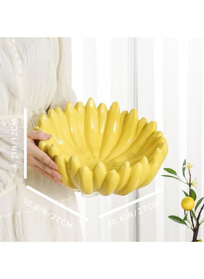 HOMESTAR Large Fruit Bowl for Kitchen Countertop - 10 Inch Banana-Shaped Ceramic Fruit Basket, Key Bowl for Entryway Table, Decor Centerpiece for Kitchen Counter or Dining Room Tables. - Image 3